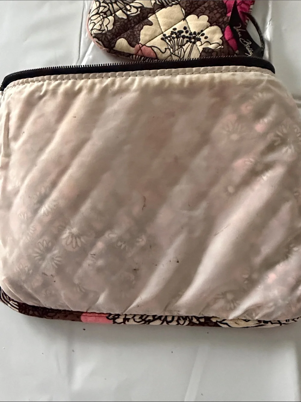 Vera Bradley Pink Floral Quilted Cosmetic Pouch Duo
